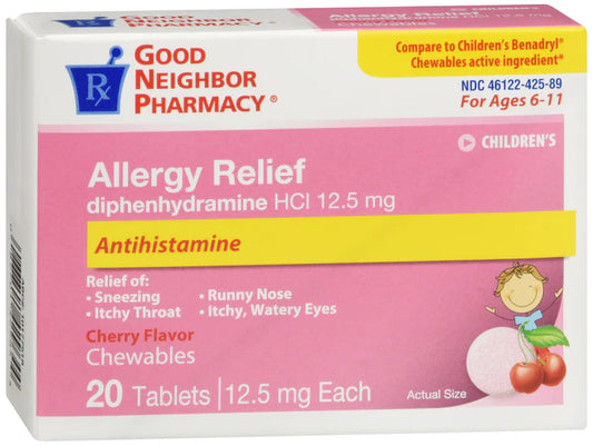 GNP Children's Allergy Relief Cherry Flavored Chewables, 20 Tablets