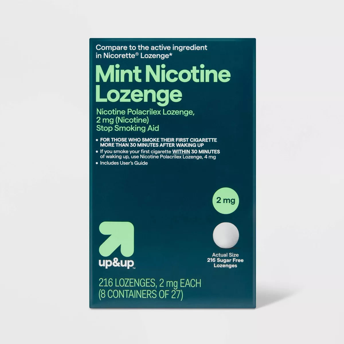 Nicotine 2mg Lozenge Stop Smoking Aid - Mint - up&up