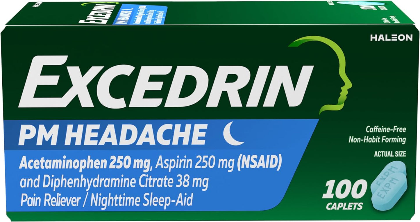 Excedrin PM Sleep Aid with Headache Relief Caplets -  100 Count