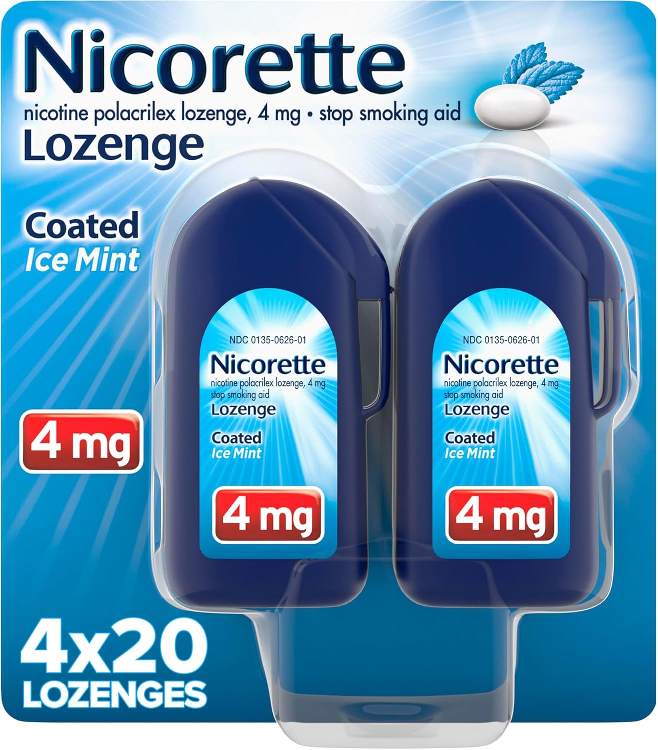 Nicorette 4mg Coated Nicotine Lozenges Ice Mint (80 Ct)