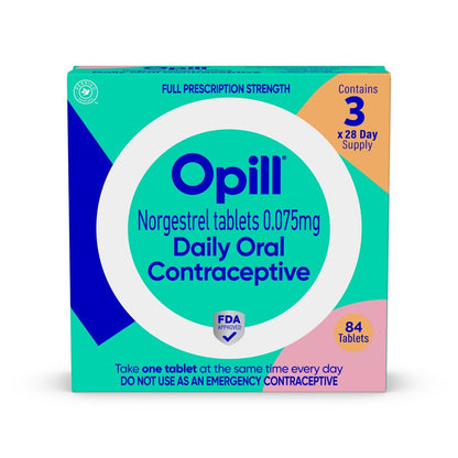 Opill Daily Oral Birth Control Pill, Over the Counter Progestin-Only Contraceptive, 28 ea, 3 pack