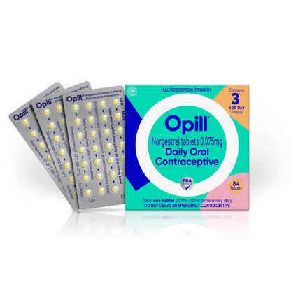 Opill Daily Oral Birth Control Pill, Over the Counter Progestin-Only Contraceptive, 28 ea, 3 pack