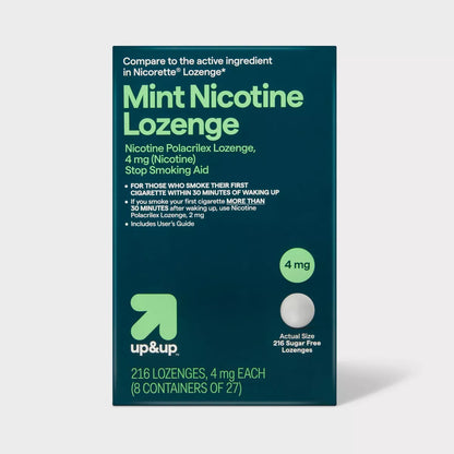 Nicotine 4mg Lozenge Stop Smoking Aid - Mint - 216 Count- up&up