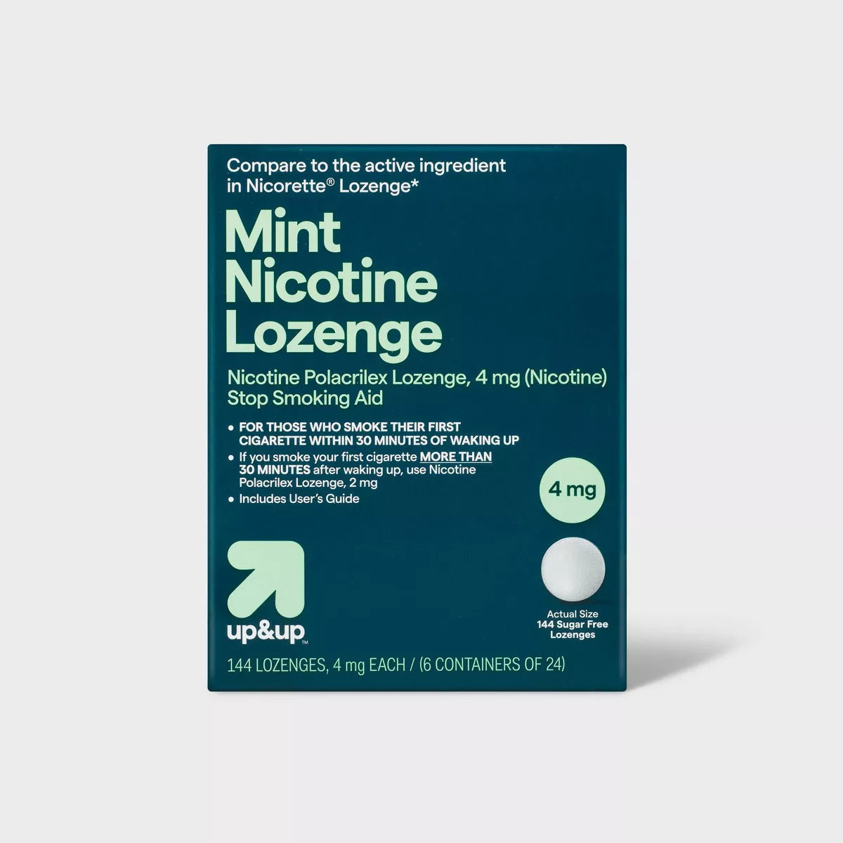 Nicotine 4mg Lozenge Stop Smoking Aid - Mint - 144 Count - up&up