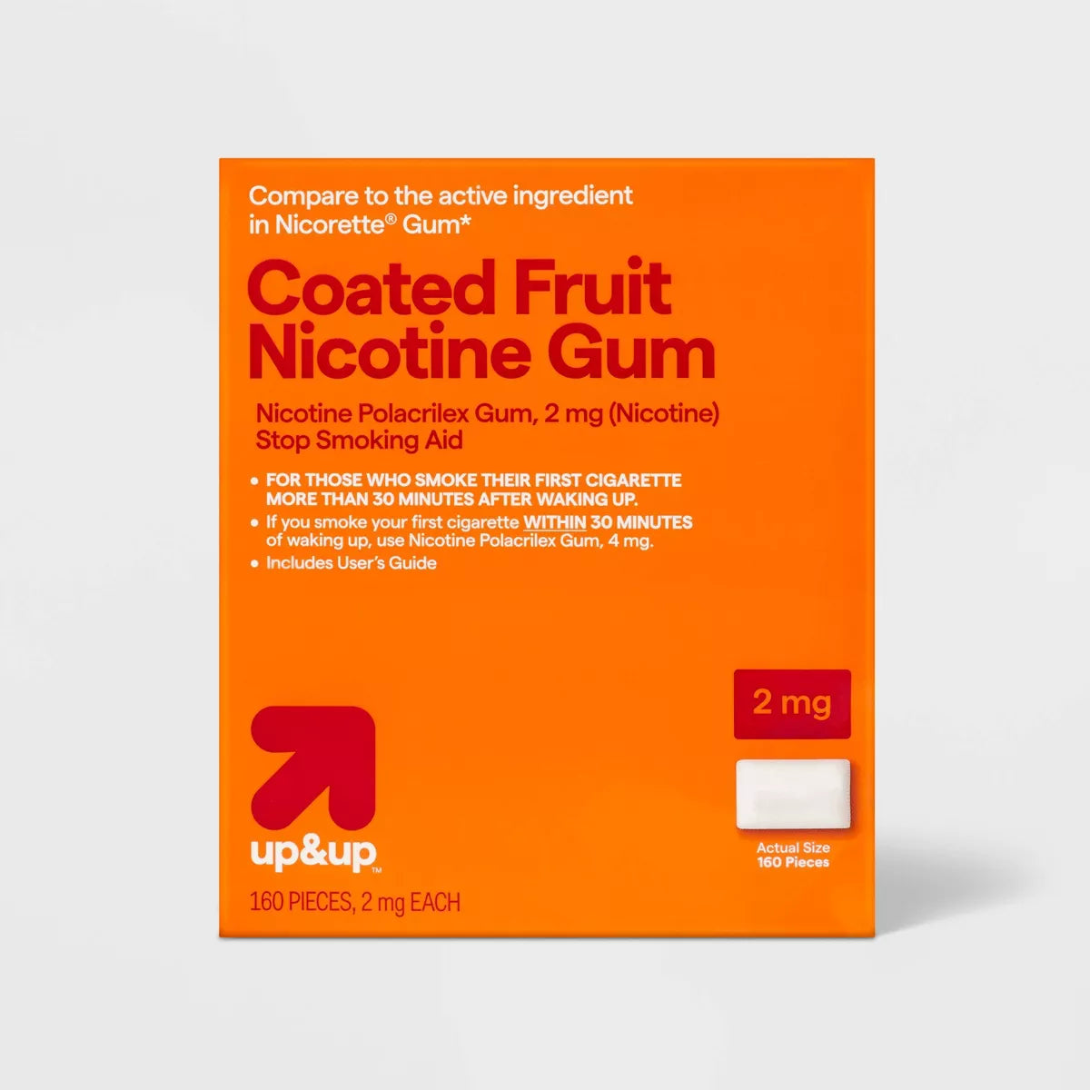 Nicotine 2mg Stop Smoking Aid Fruit Coated Gum - 160ct - up&up