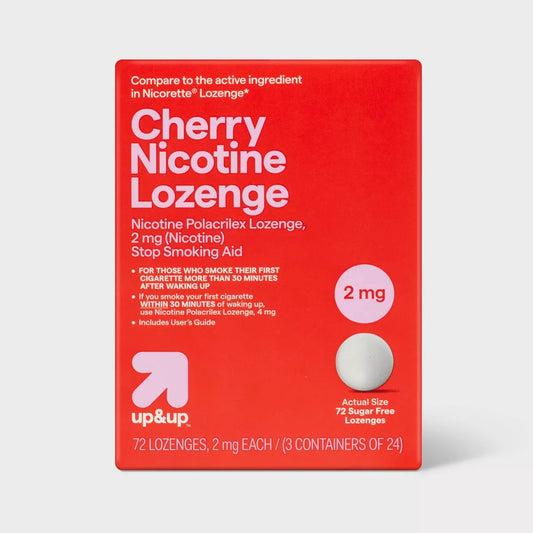 Nicotine 2mg Lozenge Stop Smoking Aid - Sugar Free Cherry - 72ct - up&up