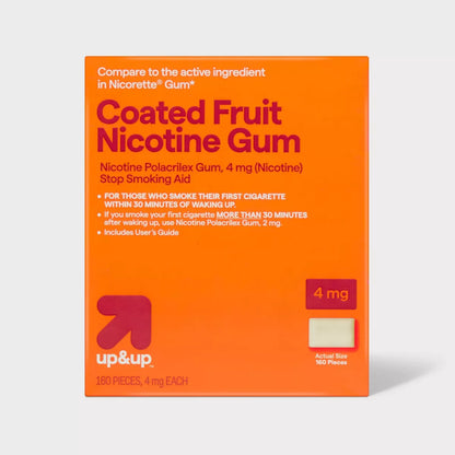 Nicotine 4mg Stop Smoking Aid Fruit Coated Gum - 160ct - up&up