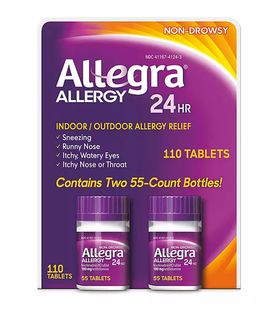 Allegra 24-Hour Indoor/Outdoor Allergy Relief Tablets, 180 mg 110 ct.