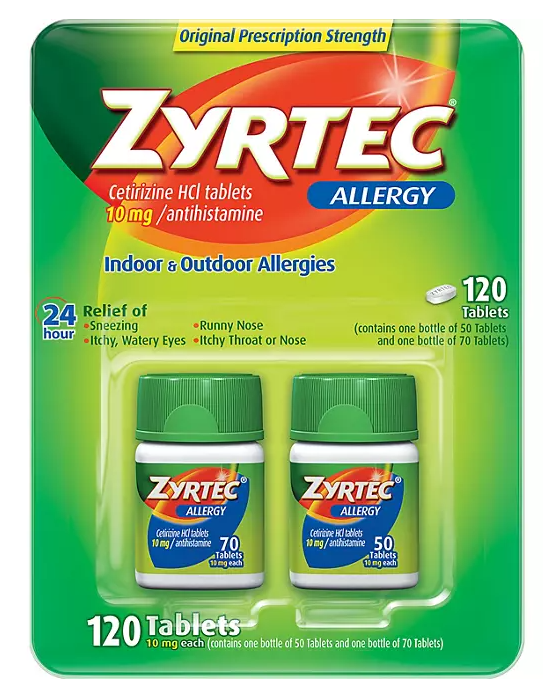 Zyrtec Antihistamine Allergy Tablets, 10 mg 120 ct.