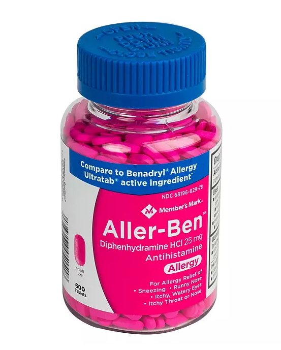 Member’s Mark Aller-Ben Tablets, 25 mg Diphenhydramine HCL, 600 ct.