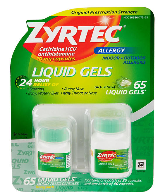 Zyrtec 24 Hour Allergy Relief Liquid Gels 65 ct.