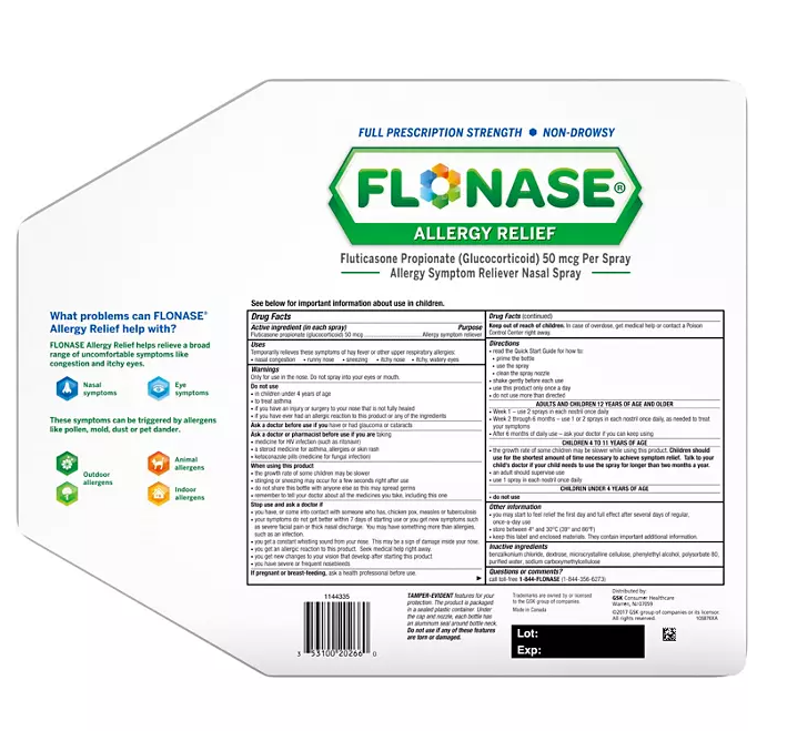 FLONASE Allergy Relief Nasal Spray 144 sprays per bottle, 3 ct.