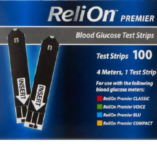 ReliOn Premier Blood Glucose Test Strips, 100 Count