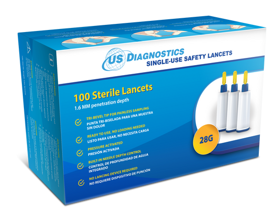 US Diagnostics Safety Lancets, Box of 100